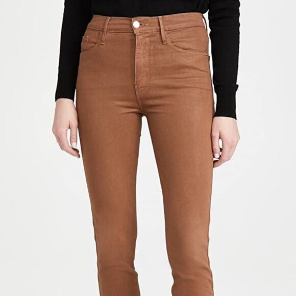 Frame Denim Le Sylvie Slender Straight Tobacco Brown Tan Coated 26 - Picture 1 of 11